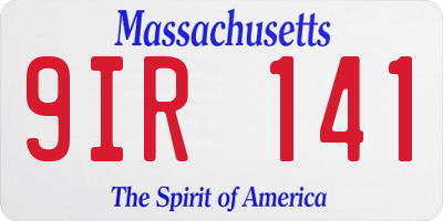 MA license plate 9IR141