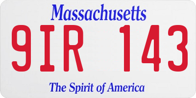 MA license plate 9IR143