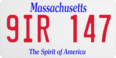 MA license plate 9IR147