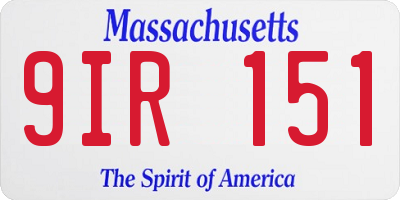 MA license plate 9IR151