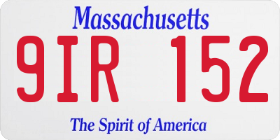 MA license plate 9IR152
