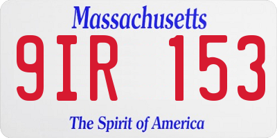 MA license plate 9IR153
