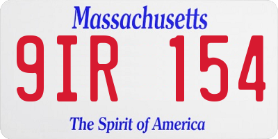 MA license plate 9IR154