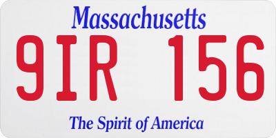 MA license plate 9IR156