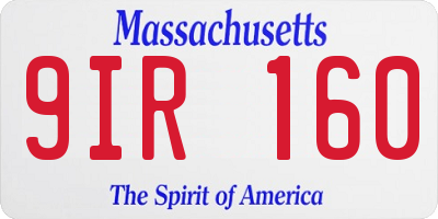 MA license plate 9IR160