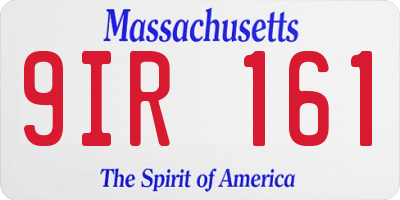 MA license plate 9IR161