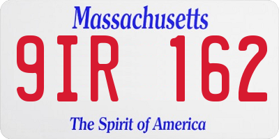 MA license plate 9IR162