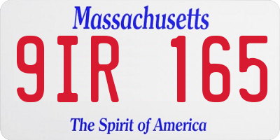 MA license plate 9IR165