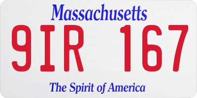 MA license plate 9IR167