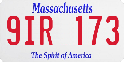 MA license plate 9IR173