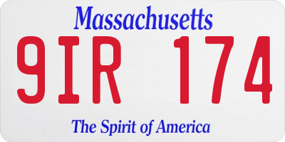 MA license plate 9IR174