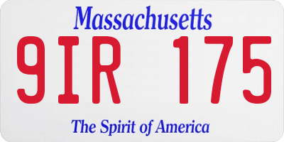 MA license plate 9IR175
