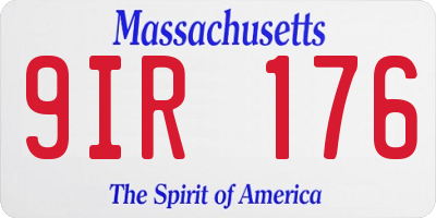 MA license plate 9IR176