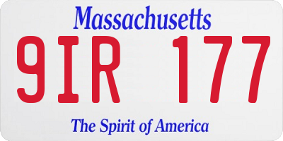 MA license plate 9IR177