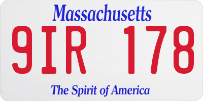 MA license plate 9IR178