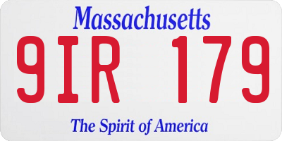 MA license plate 9IR179