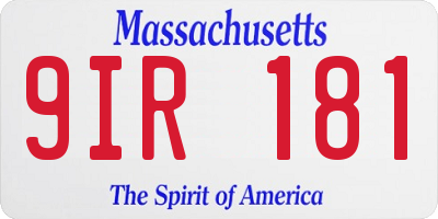 MA license plate 9IR181