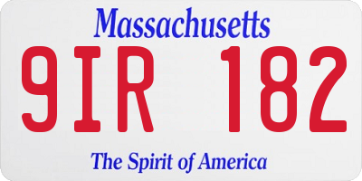 MA license plate 9IR182