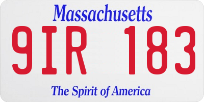 MA license plate 9IR183