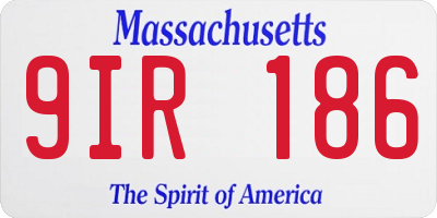 MA license plate 9IR186