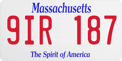 MA license plate 9IR187