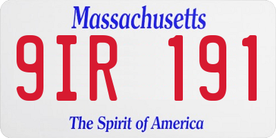MA license plate 9IR191