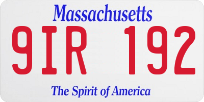 MA license plate 9IR192