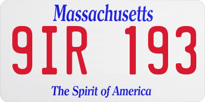 MA license plate 9IR193
