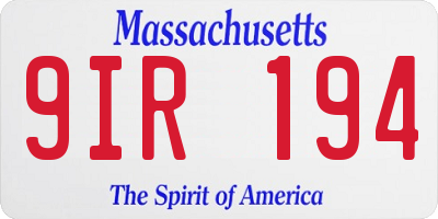 MA license plate 9IR194