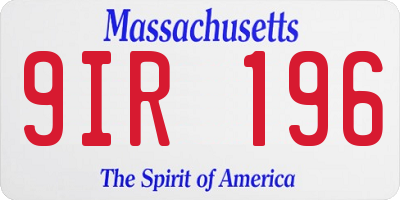 MA license plate 9IR196