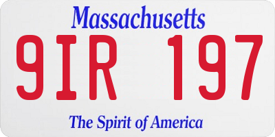 MA license plate 9IR197