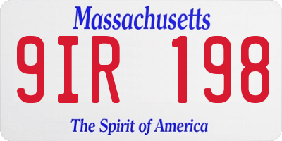 MA license plate 9IR198