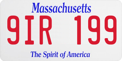 MA license plate 9IR199