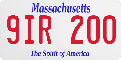 MA license plate 9IR200