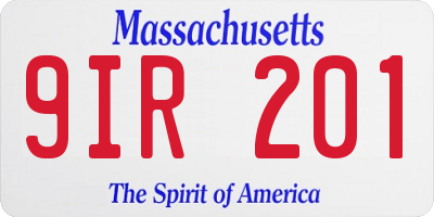 MA license plate 9IR201