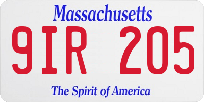 MA license plate 9IR205