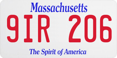 MA license plate 9IR206