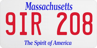 MA license plate 9IR208