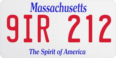 MA license plate 9IR212
