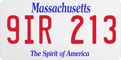MA license plate 9IR213