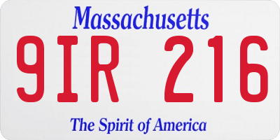 MA license plate 9IR216