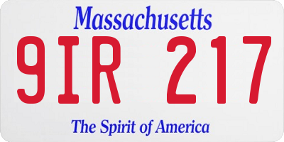 MA license plate 9IR217