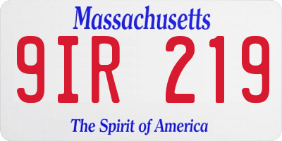 MA license plate 9IR219