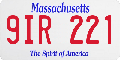 MA license plate 9IR221