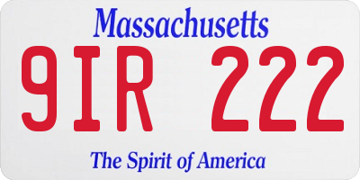 MA license plate 9IR222