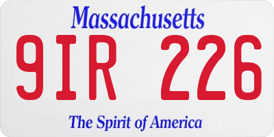MA license plate 9IR226