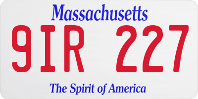 MA license plate 9IR227
