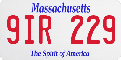 MA license plate 9IR229