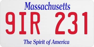 MA license plate 9IR231