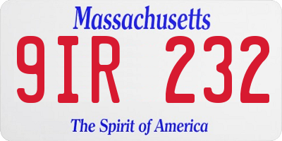 MA license plate 9IR232